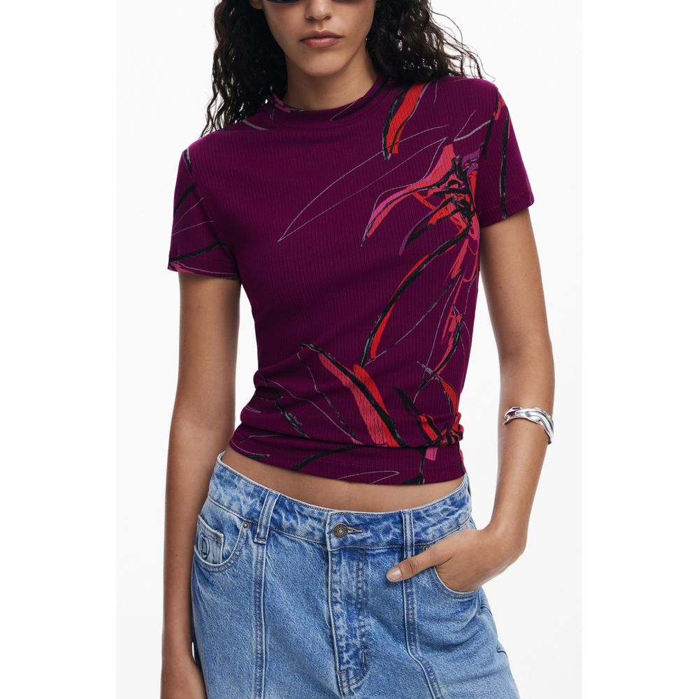 T-shirt violet en élasthanne Desigual