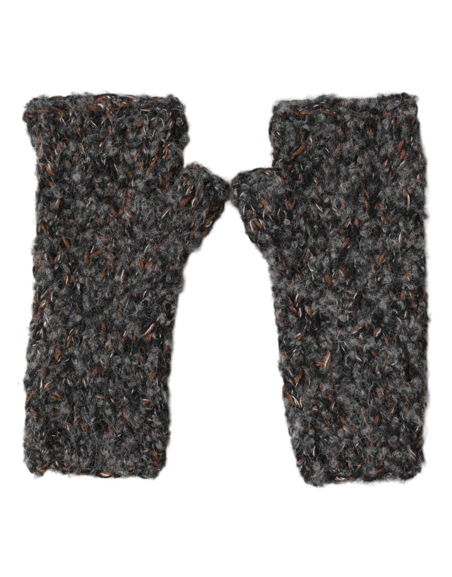 Gants Dolce & Gabbana gris en laine vierge tricotée sans doigts pour hommes