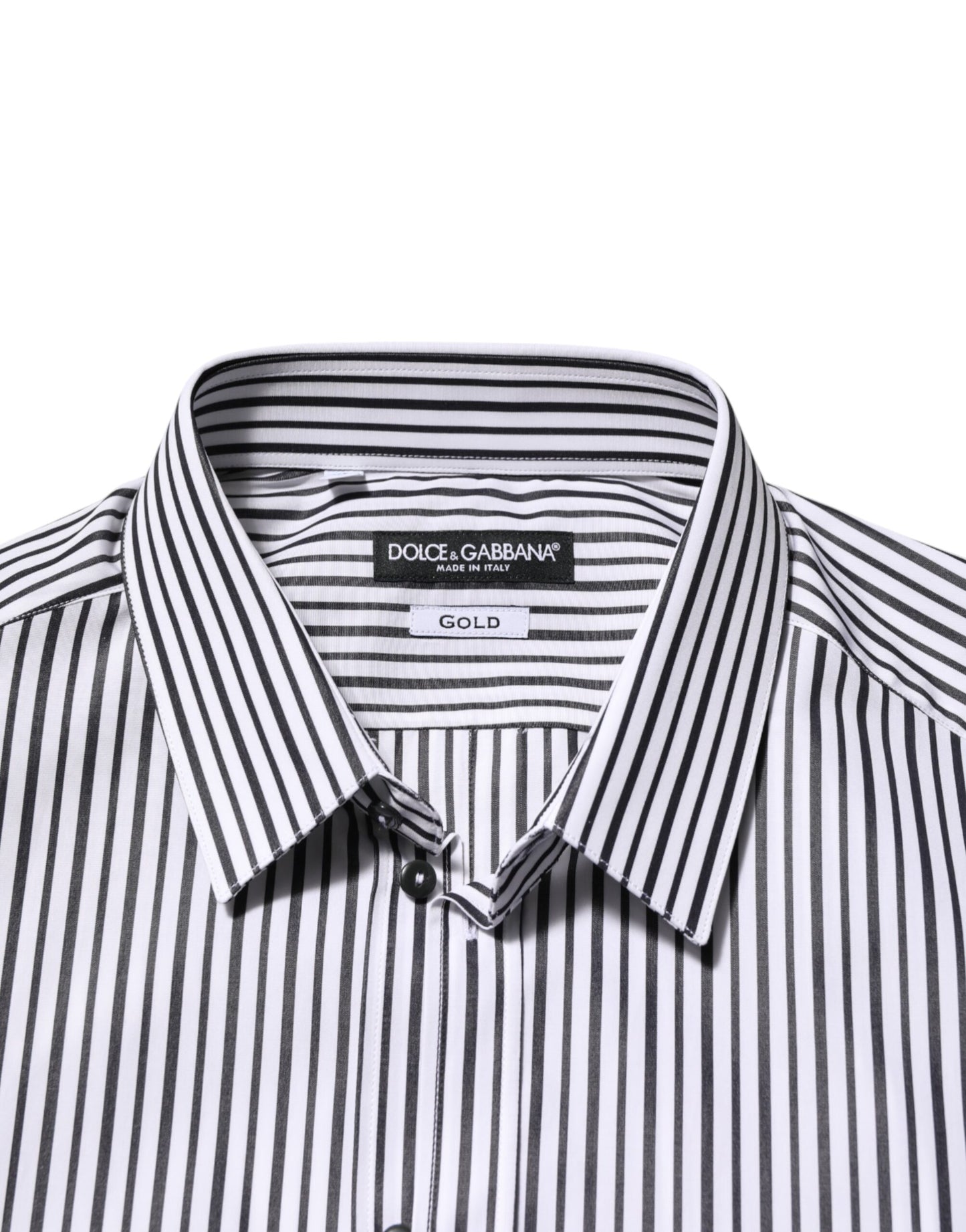 Chemise habillée Dolce & Gabbana à rayures noires et blanches et à l'or pour homme