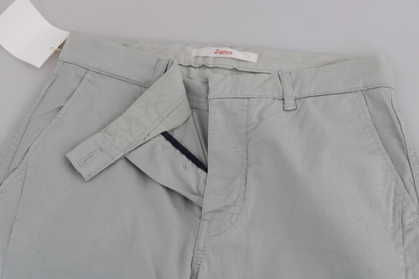 Pantalon skinny court taille haute en coton gris Jucca