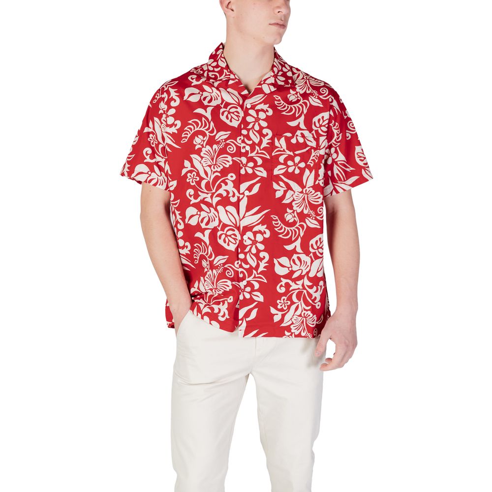Chemise à manches courtes en coton rouge Replay
