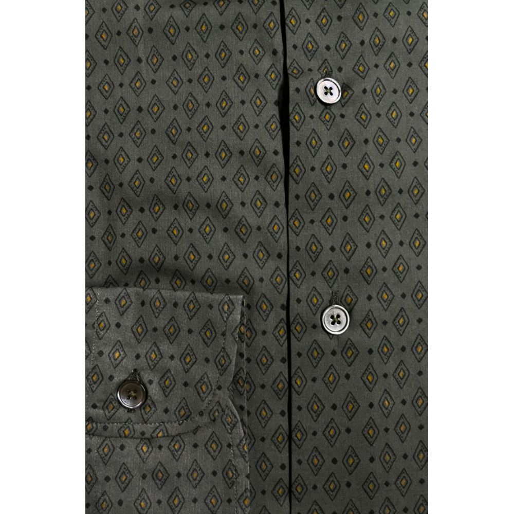 Chemise homme en coton vert Bagutta
