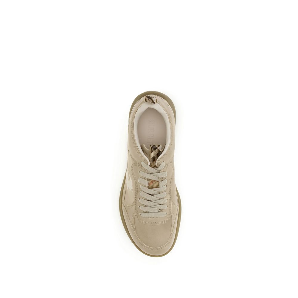 Baskets de sport Burberry Bos Taurus en cuir de veau beige