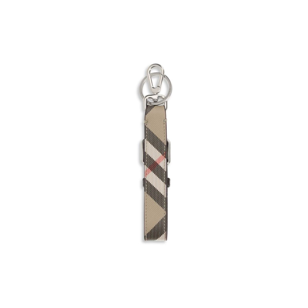 Porte-clés Burberry Bos Taurus en cuir de veau beige