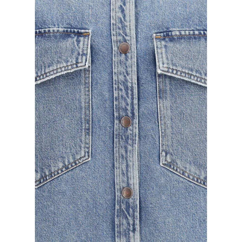 Chemise en denim bleu doré