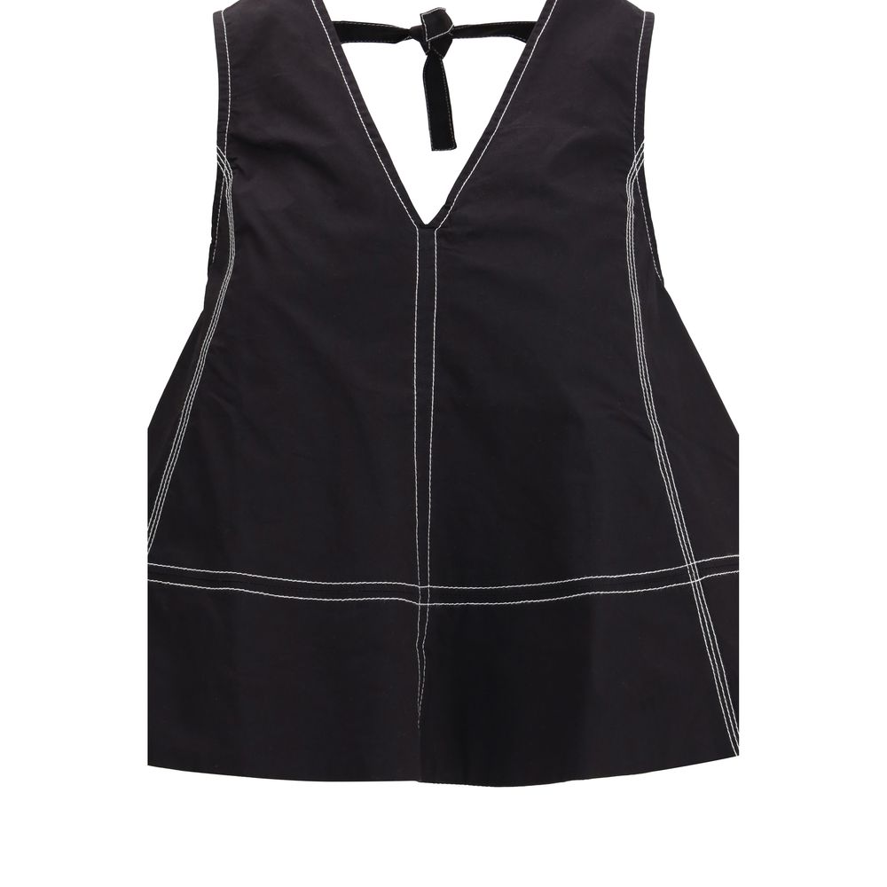 Ganni Black Elastane Top