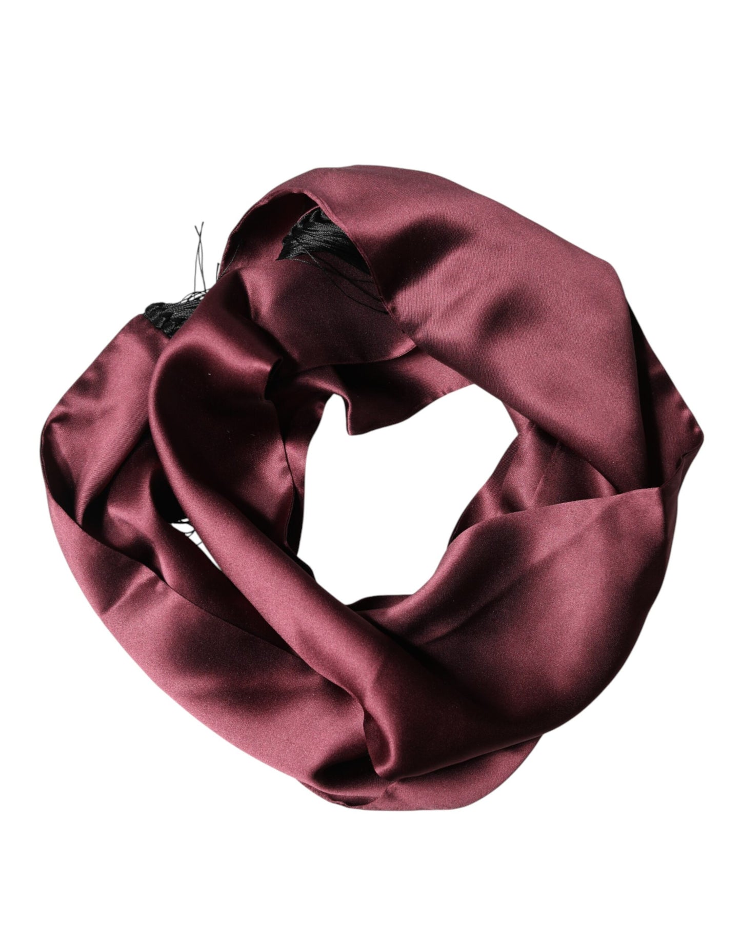 Foulard Dolce & Gabbana en satin de soie bordeaux à franges