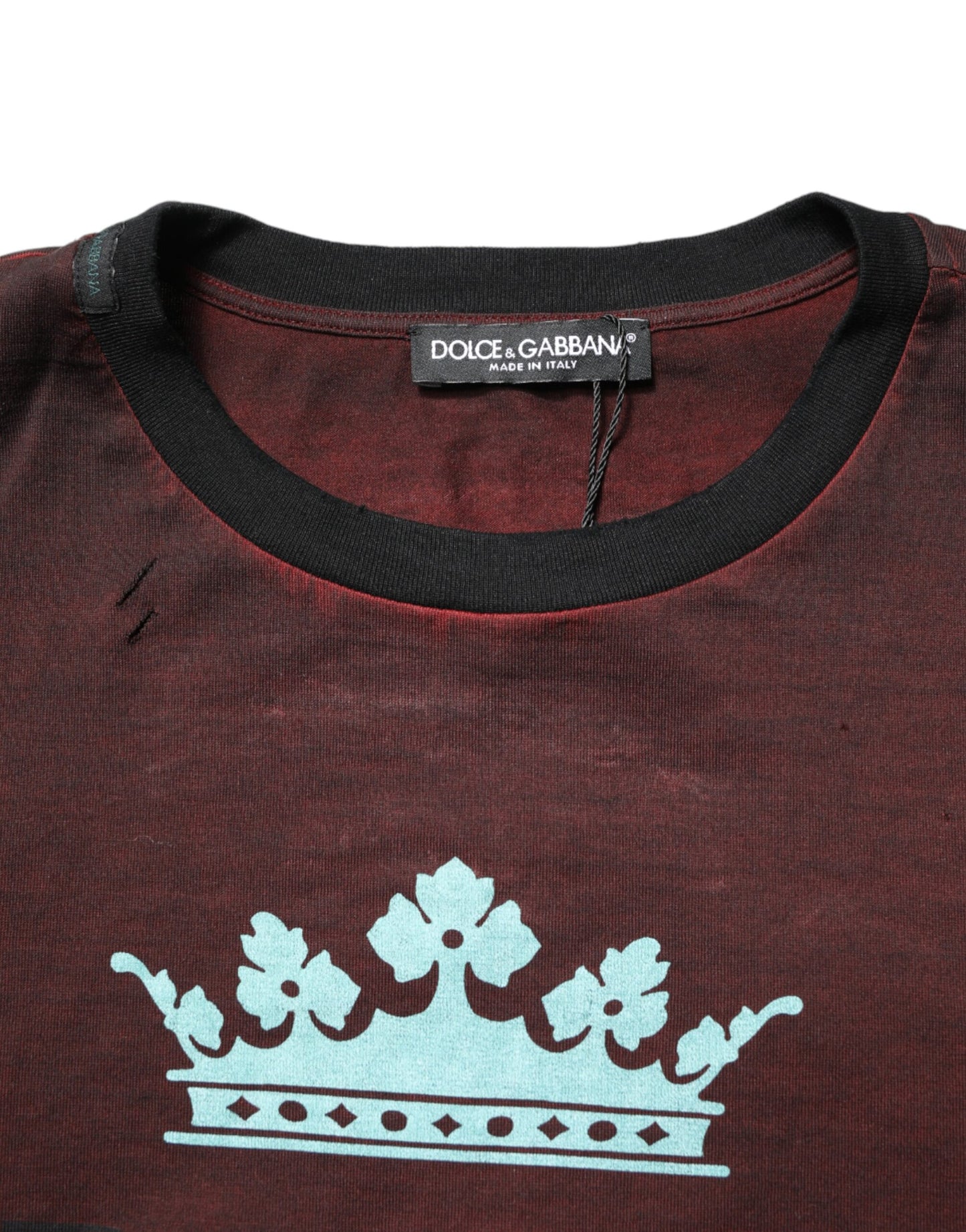 T-shirt homme Dolce & Gabbana bordeaux à col rond en coton DG Crown