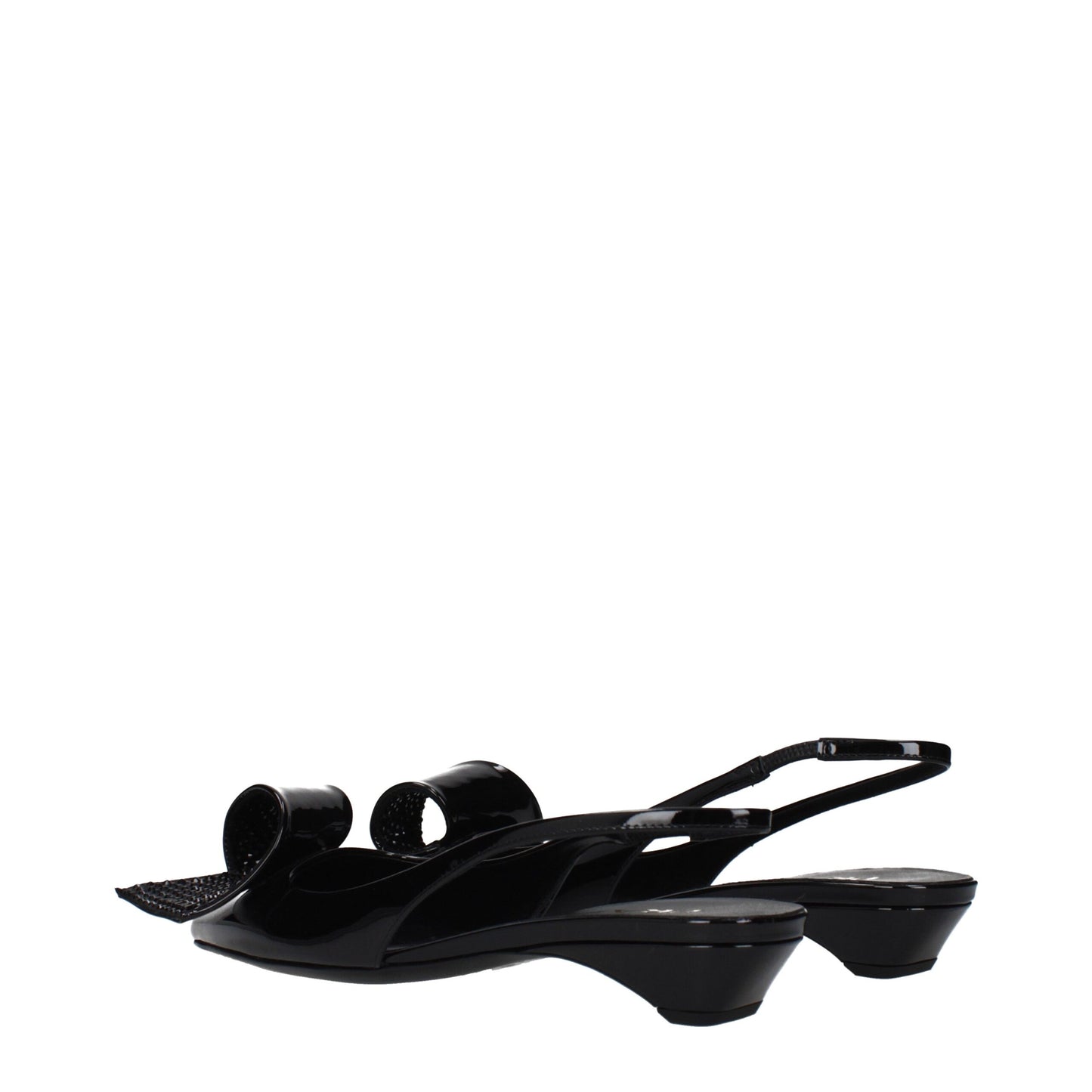 Sandales plates en cuir noir Prada