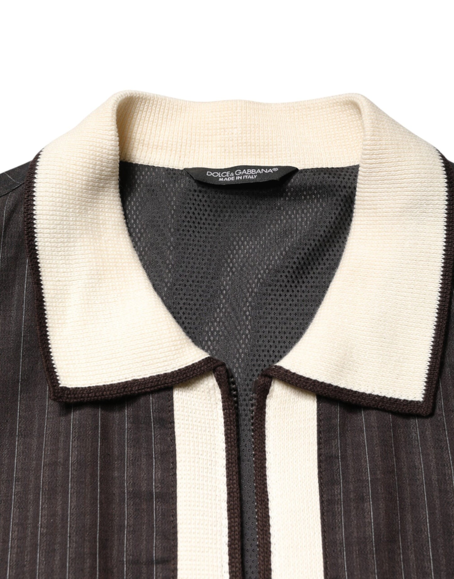 Veste bomber Dolce & Gabbana marron à rayures contrastées pour homme