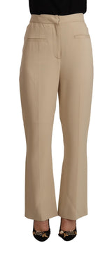 Alberta Ferretti Beige High Waist Flared Dress Trouser Pants