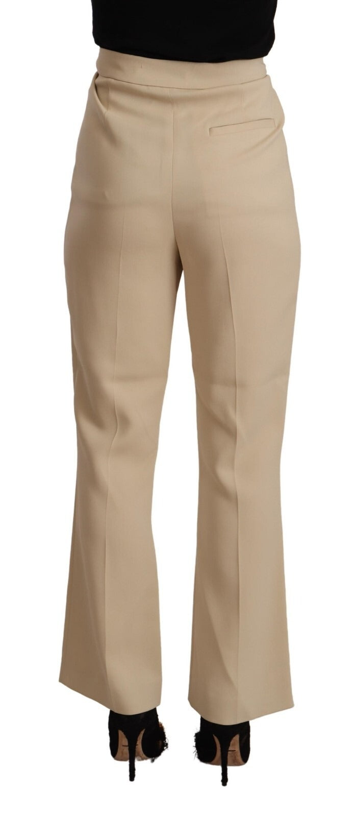 Alberta Ferretti Beige High Waist Flared Dress Trouser Pants