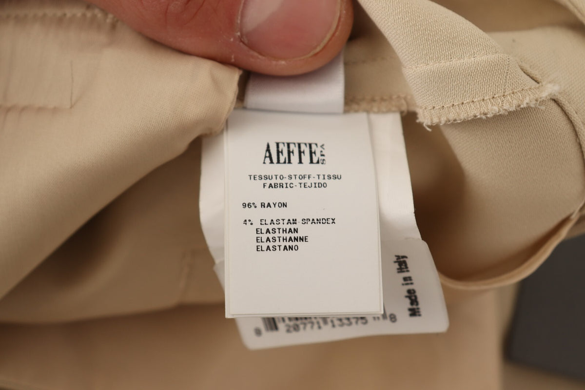 Alberta Ferretti Beige High Waist Flared Dress Trouser Pants