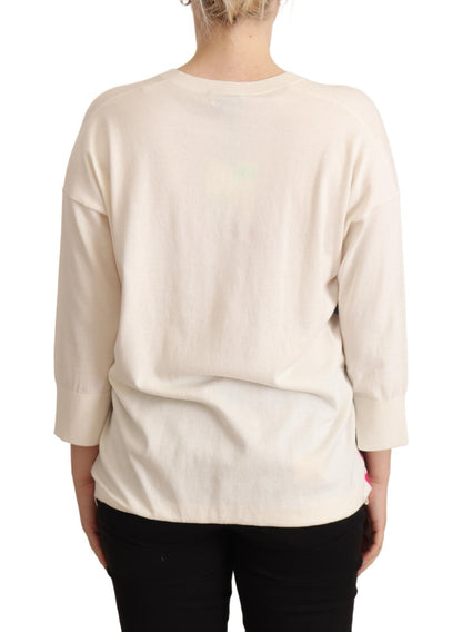 Ballantyne Multicolor Floral Cashmere Cotton Pullover Sweater