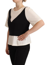 Boutique Moschino Black White Short Sleeves Blouse Top