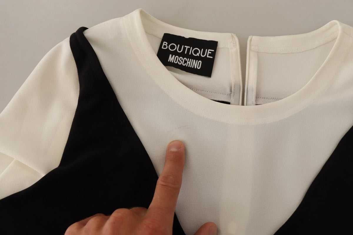Boutique Moschino Black White Short Sleeves Blouse Top