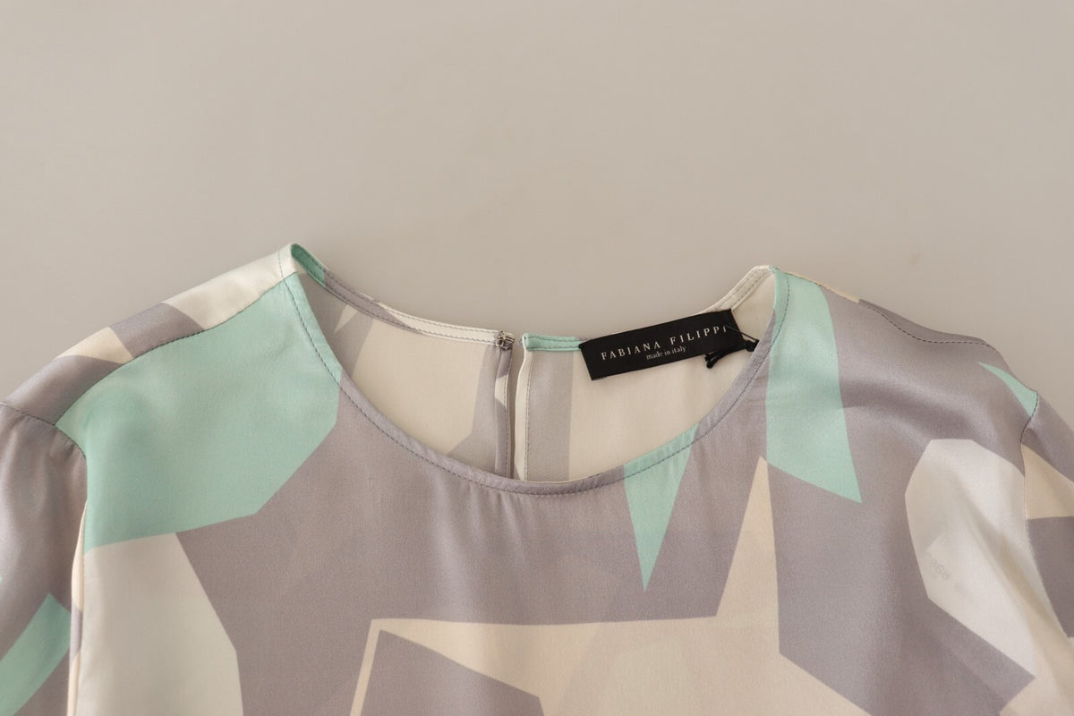 Fabiana Filippi Multicolor Silk Long Sleeves Top Blouse
