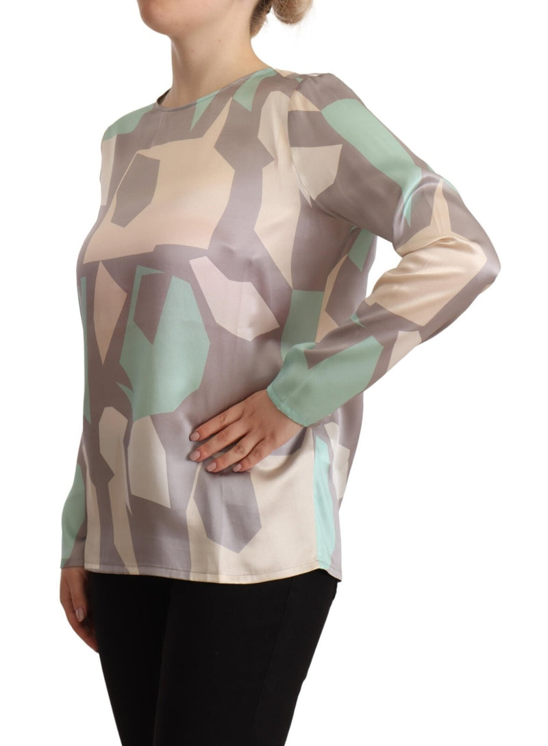 Fabiana Filippi Multicolor Silk Long Sleeves Top Blouse