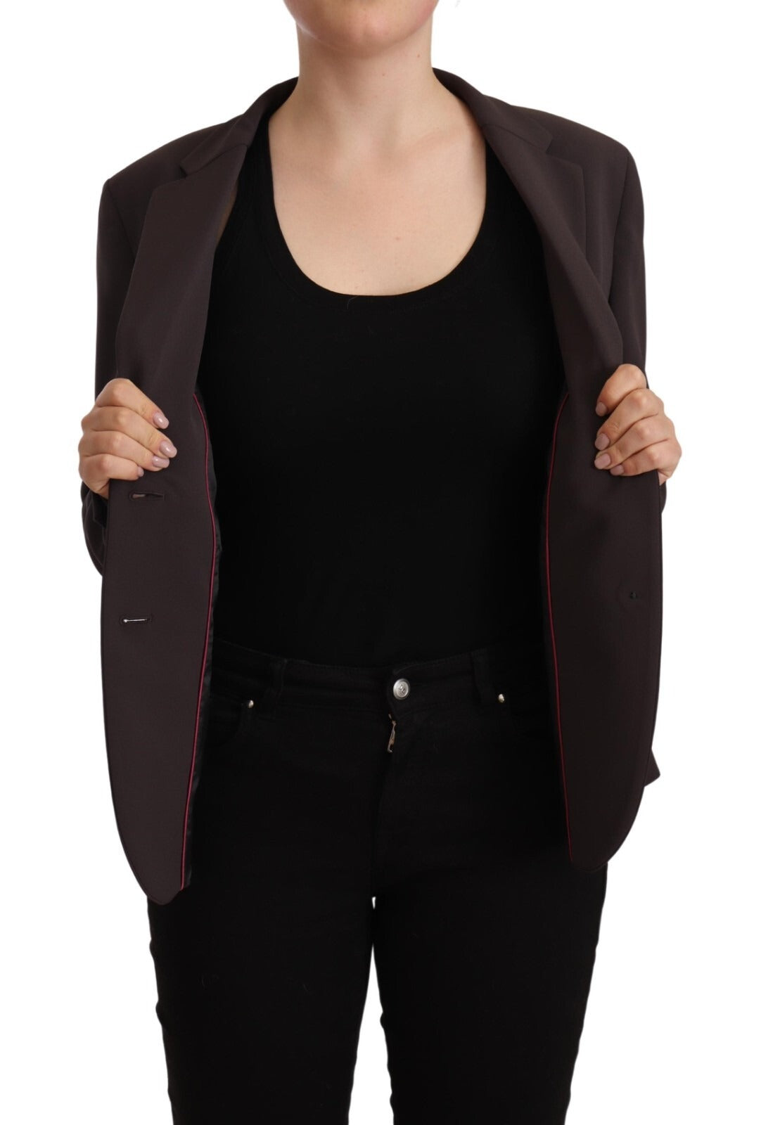 F.IT Brown Long Sleeve Single Breasted Women's Jacket Blazer