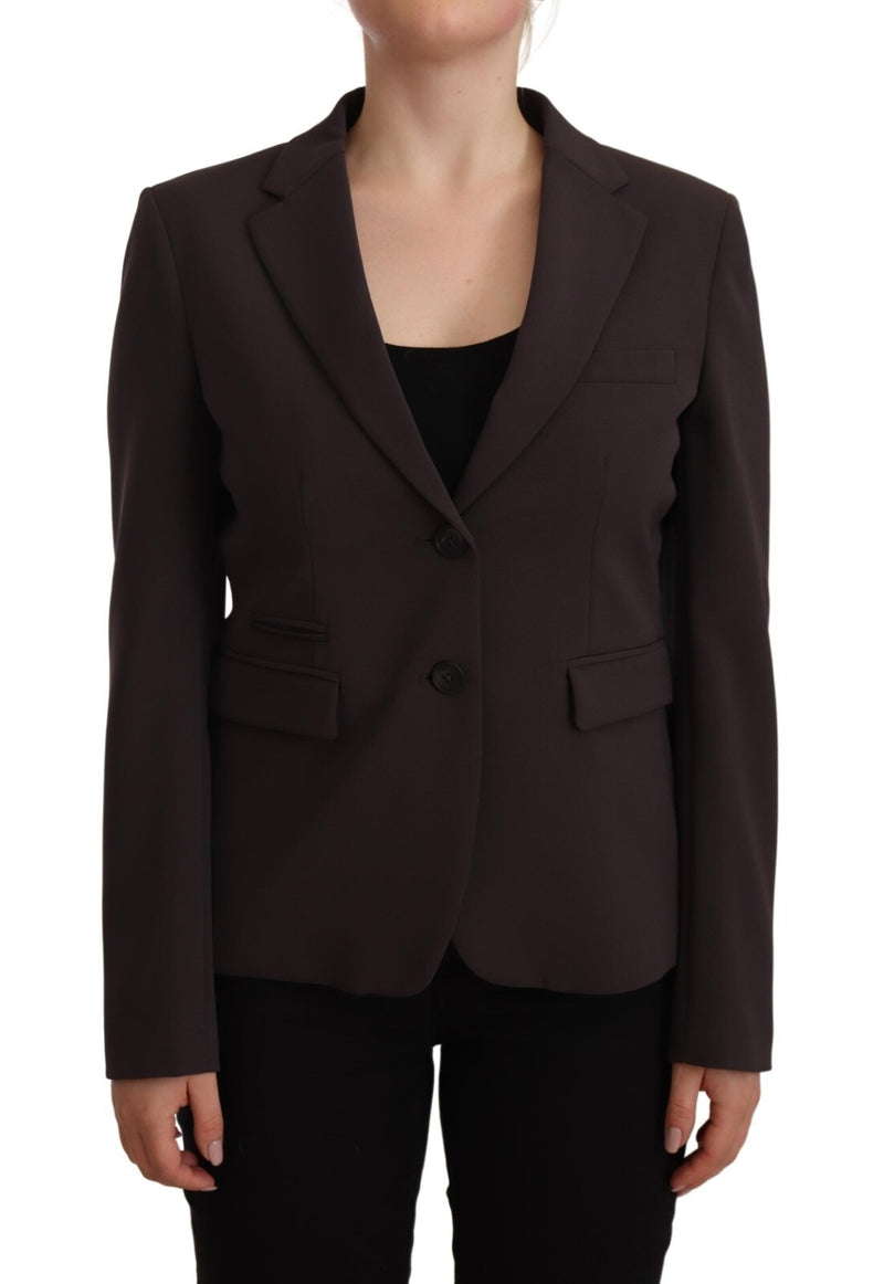 F.IT Brown Long Sleeve Single Breasted Women's Jacket Blazer