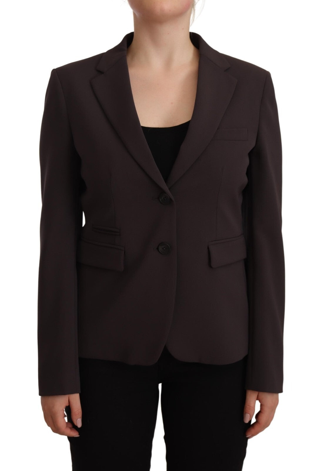 F.IT Brown Long Sleeve Single Breasted Women's Jacket Blazer