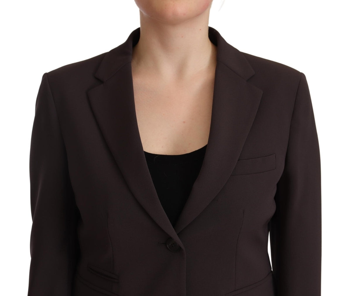 F.IT Brown Long Sleeve Single Breasted Women's Jacket Blazer