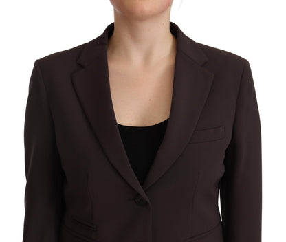 F.IT Brown Long Sleeve Single Breasted Women Jacket Blazer