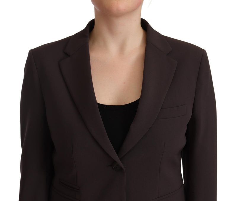 F.IT Brown Long Sleeve Single Breasted Women's Jacket Blazer