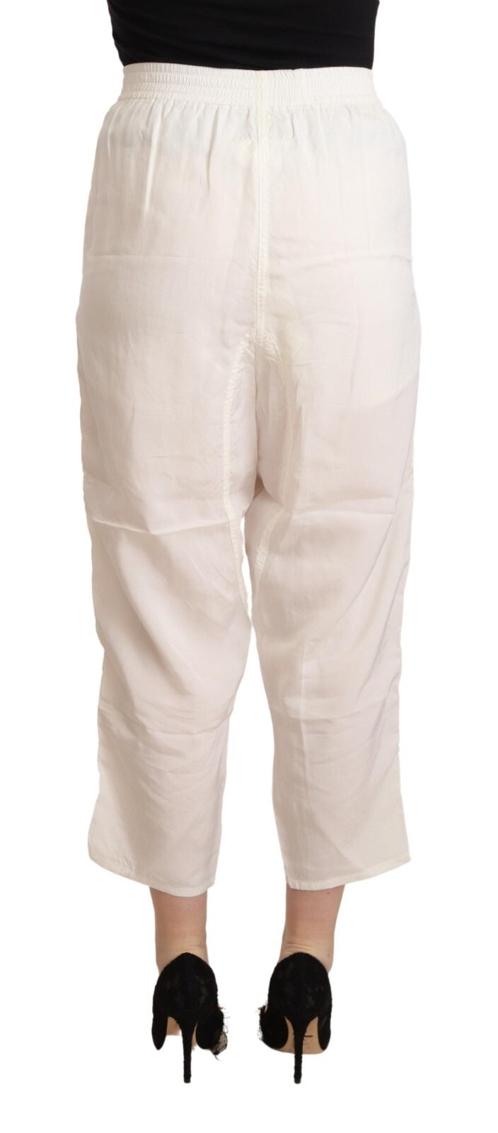 Maison Margiela White High Waist Cropped Trouser Pants for Women