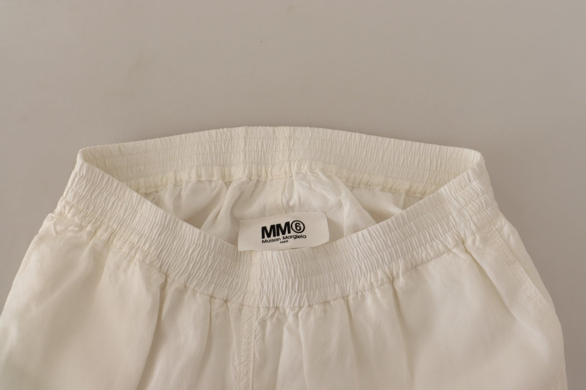 Maison Margiela White High Waist Cropped Trouser Pants for Women