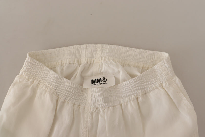 Maison Margiela White High Waist Cropped Trouser Pants for Women