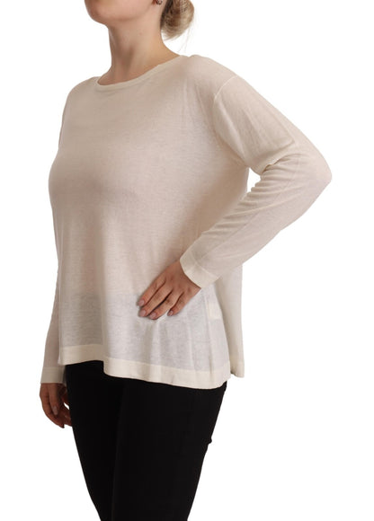 Ballantyne Off White Long Sleeves Round Neck Pullover Sweater
