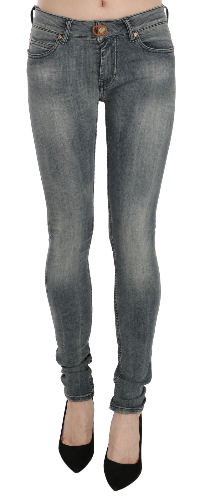 PLEIN SUD Blue Washed Low Waist Slim Fit Skinny Jeans