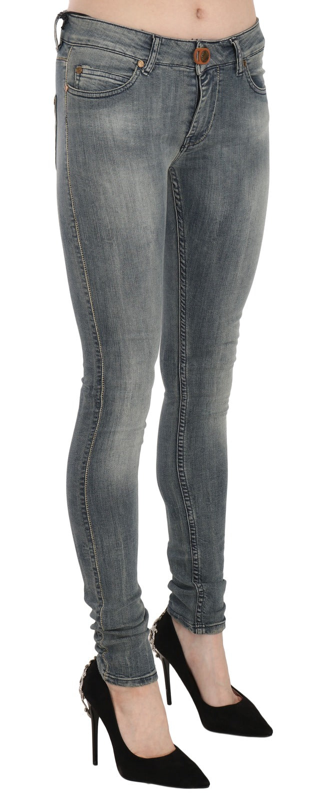 PLEIN SUD Blue Washed Low Waist Slim Fit Skinny Jeans