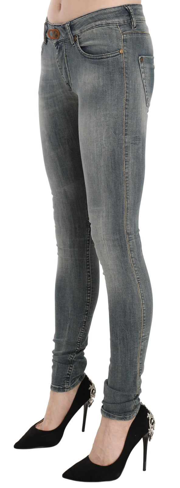 PLEIN SUD Blue Washed Low Waist Slim Fit Skinny Jeans
