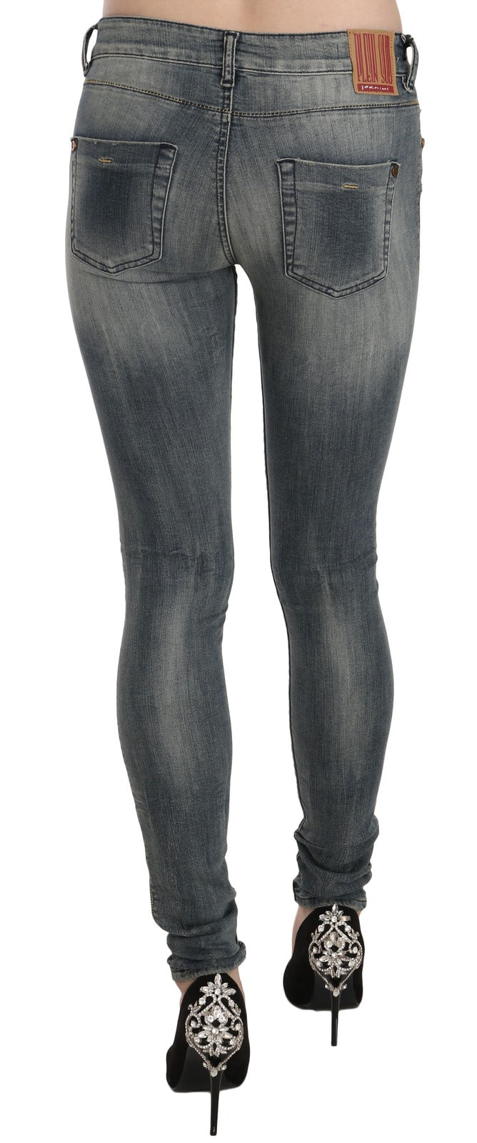 PLEIN SUD Blue Washed Low Waist Slim Fit Skinny Jeans