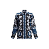 Chemise Versace à motif en soie bleue
