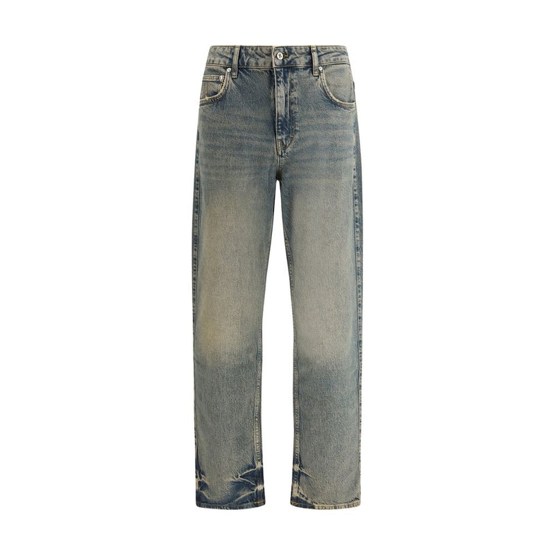 Represent Blue Cotton Straight-Leg Jeans - Worn-In Effect