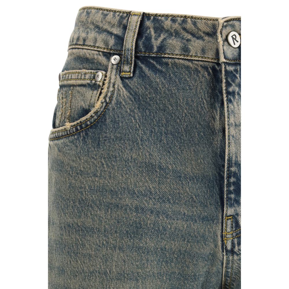 Represent Blue Cotton Straight-Leg Jeans for Men