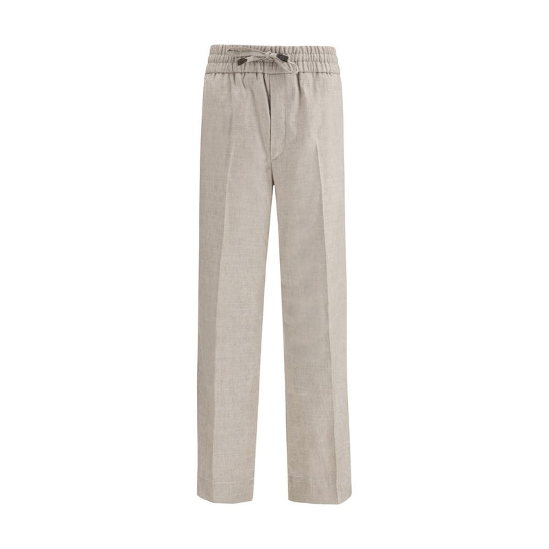 Brioni grijze linnen casual broek