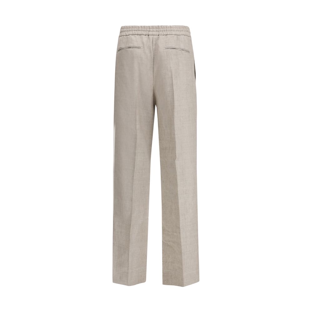 Brioni Asolo Gray Linen Casual Trousers for Men