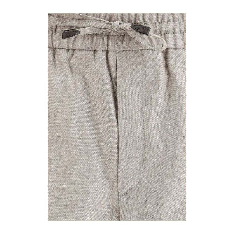 Brioni grijze linnen casual broek