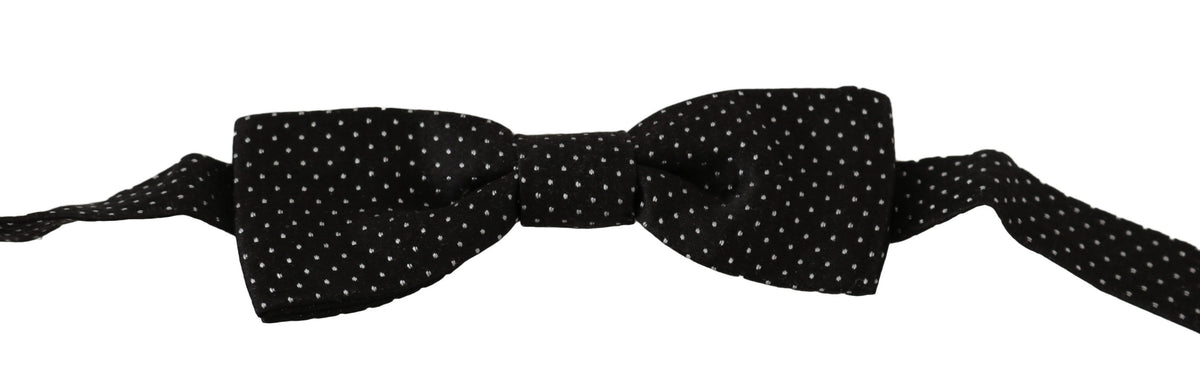 Nœud papillon ajustable en soie à pois noirs Dolce &amp; Gabbana pour homme