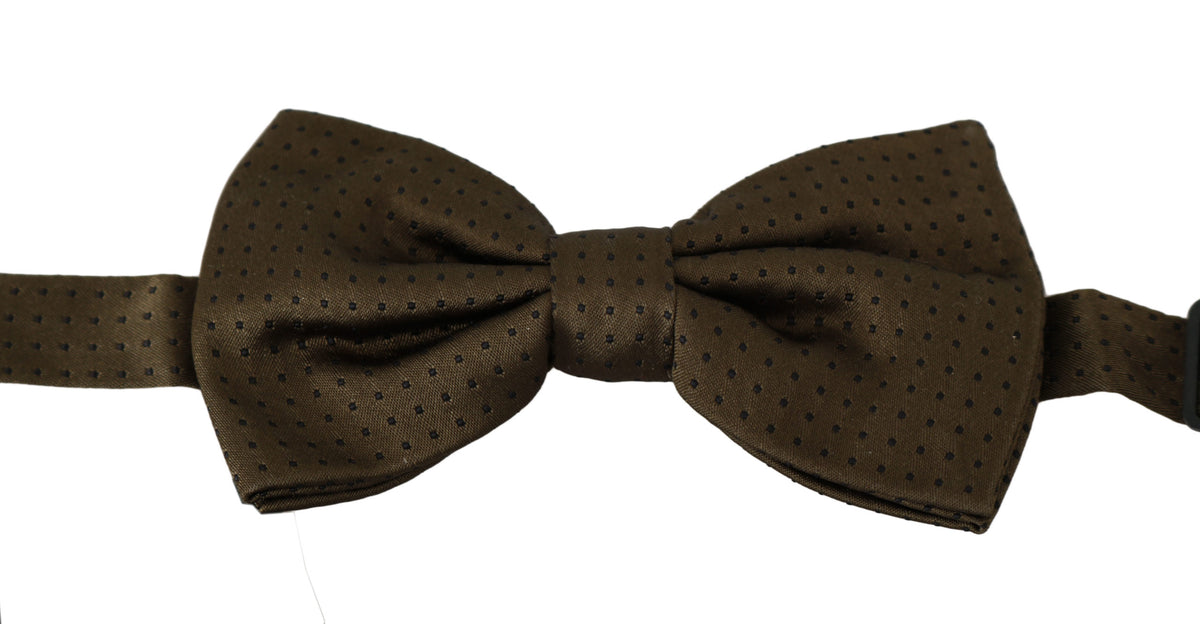 Nœud papillon ajustable en soie marron à pois Dolce &amp; Gabbana pour homme