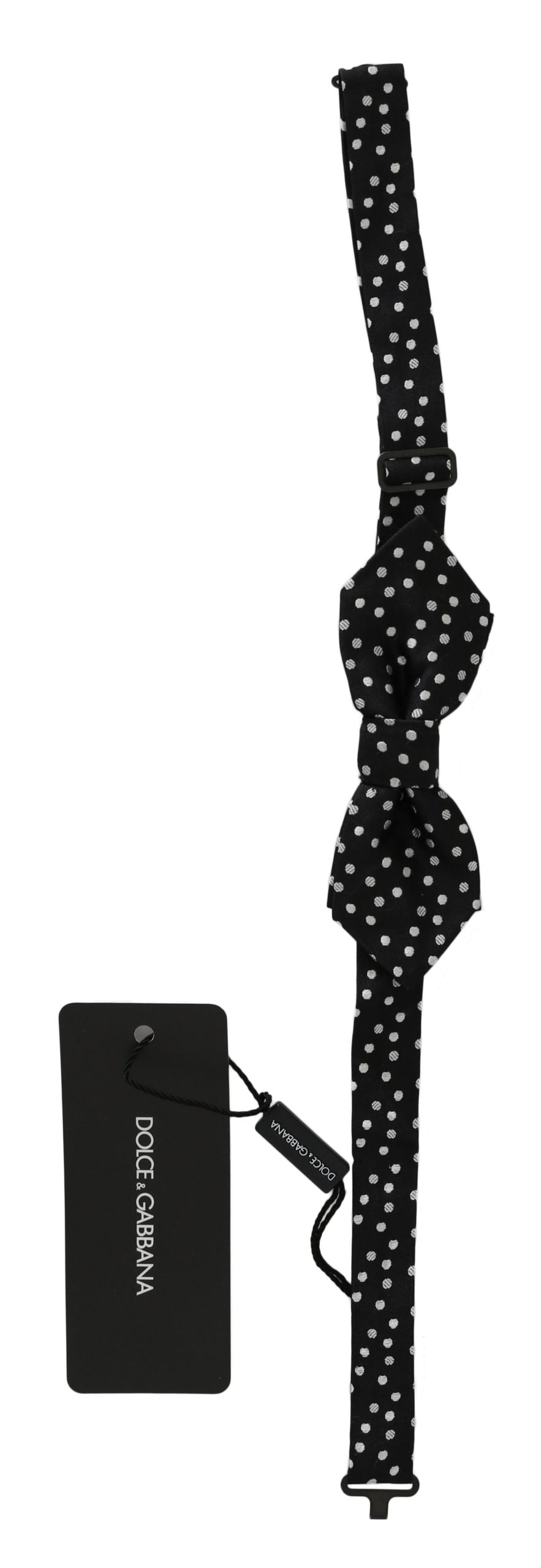 Nœud papillon ajustable en soie à pois noirs Dolce &amp; Gabbana pour homme