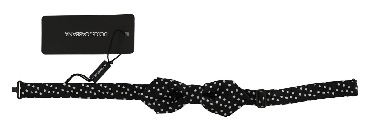 Nœud papillon ajustable en soie à pois noirs Dolce &amp; Gabbana pour homme