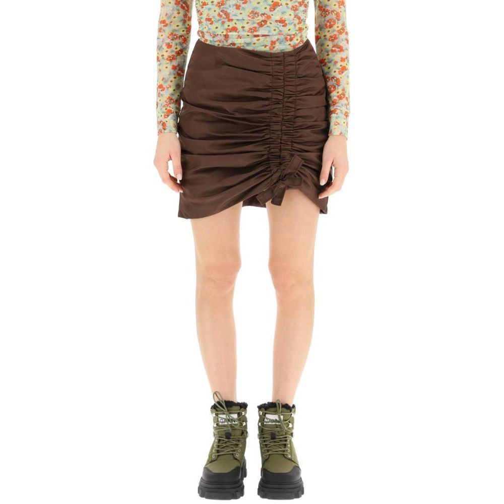 Ganni Brown Acetate Mini Skirt - Élégance et Polyvalence