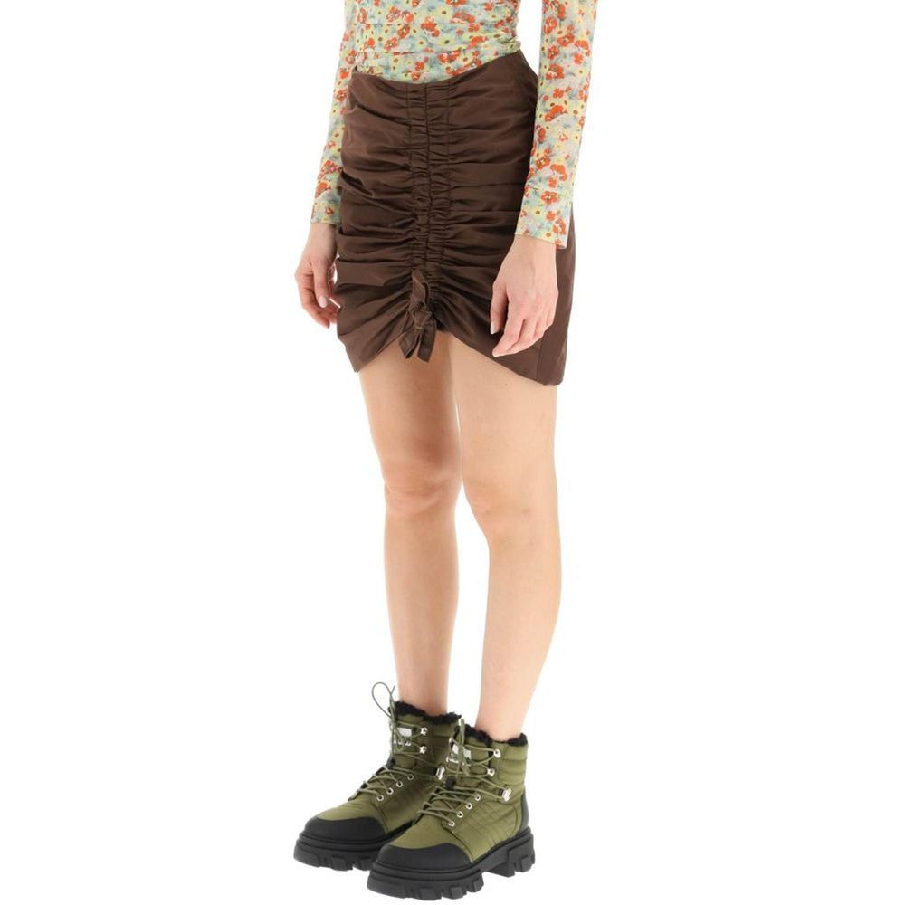 Ganni Brown Acetate Mini Skirt - Élégance et Polyvalence