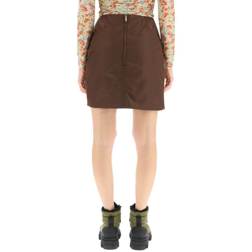 Ganni Brown Acetate Mini Skirt - Élégance et Polyvalence