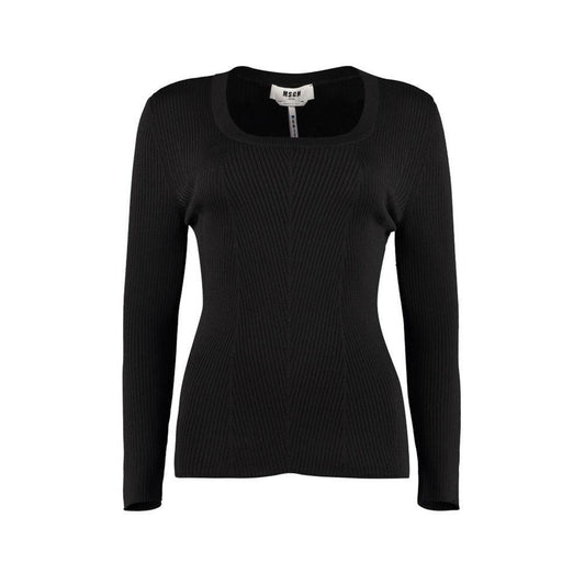 Sweat-shirt MSGM noir en coton, laine et polyamide